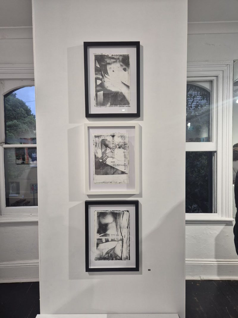 Framed prints on wall